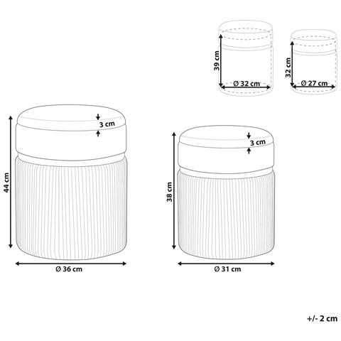 Set Di 2 Pouf Contenitore Camdenton Velluto Bianco Sporco - Foto 13