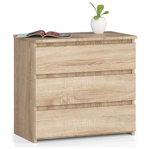 Comodino CL3, 3 cassetti, 60x35x57 cm, Colore Sonoma Quercia - Foto 1