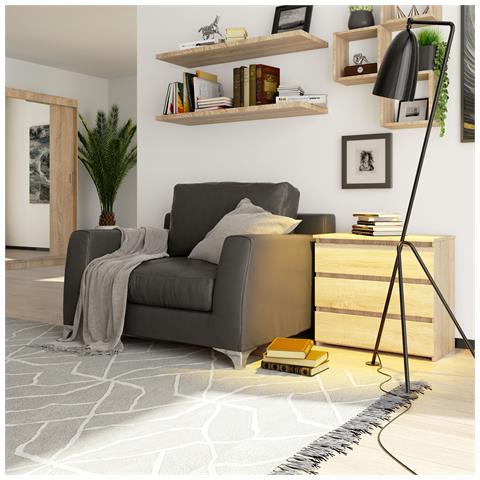 Comodino CL3, 3 cassetti, 60x35x57 cm, Colore Sonoma Quercia - Foto 6