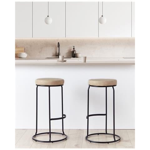 Sgabello Da Bar Set Di 2 Pelle Sintetica Beige Milroy - Foto 1