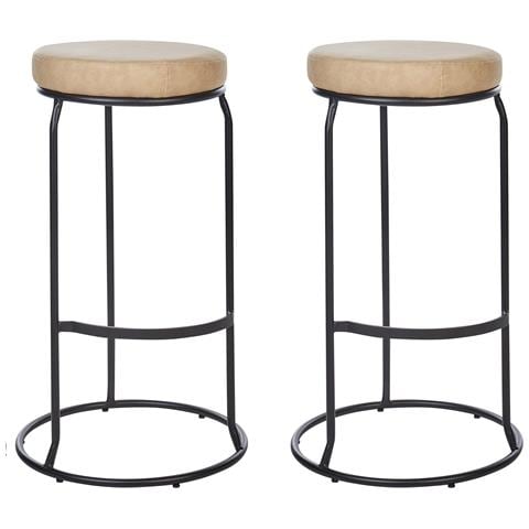 Sgabello Da Bar Set Di 2 Pelle Sintetica Beige Milroy - Foto 2