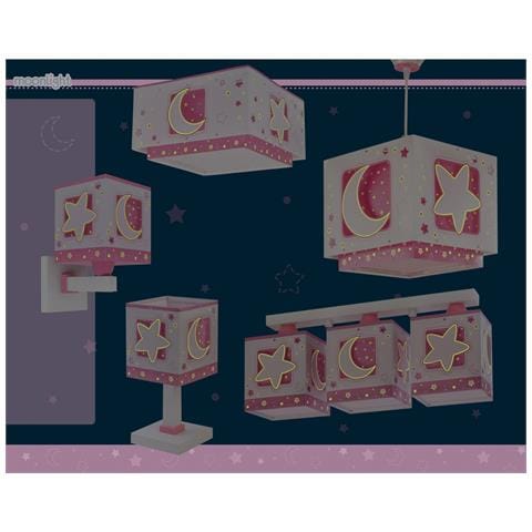 Plafoniera Per Bambini A 3 Luci Moonlight Luna E Stelle Rosa - Foto 6