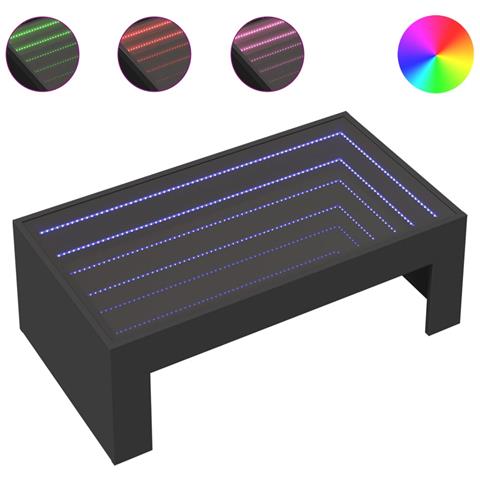Tavolino Da Salotto Con Led Infinity Nero 90x50x30 Cm - Foto 2