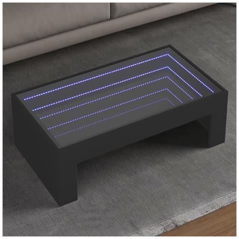 Tavolino Da Salotto Con Led Infinity Nero 90x50x30 Cm - Foto 1