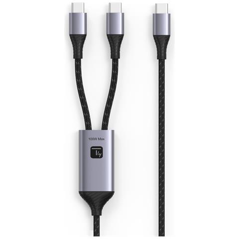 Cavo Di Ricarica Sdoppiatore Usb-c Maschio A Due Usb-c Maschio 100w 1,5m - Foto 1
