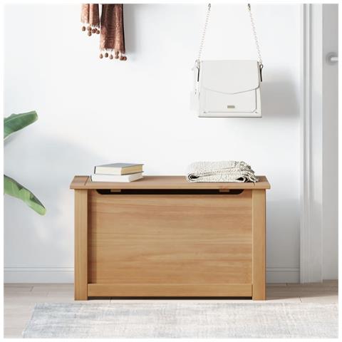 Cesta Con Coperchio Panama 79x42x46 Cm Legno Massello Di Pino - Foto 3