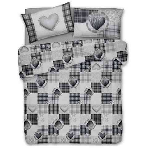 Copripiumino Sacco Piumone Pensieri Delicati Cotone Disegno Love Mountain Matrimoniale Grigio - Foto 1