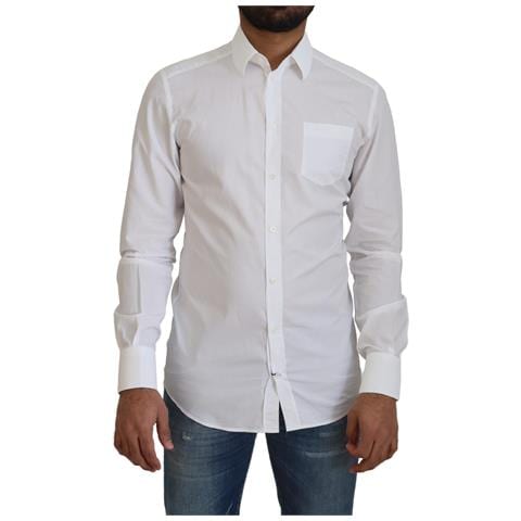 Abito Formale Slim Fit In Cotone Bianco Camicia Oro - It38 - Xs - Foto 1
