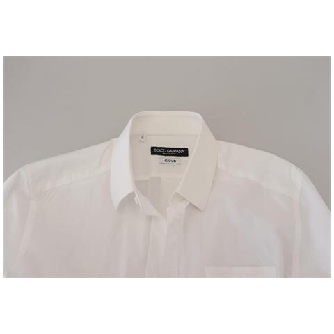 Abito Formale Slim Fit In Cotone Bianco Camicia Oro - It38 - Xs - Foto 5