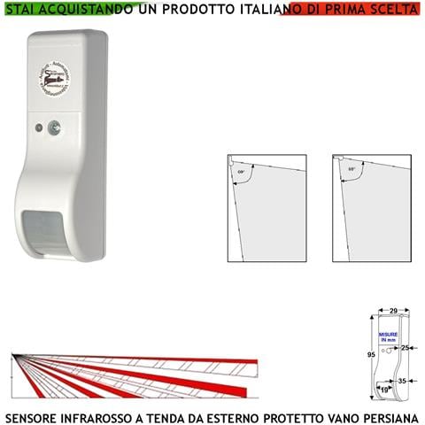 Sensore Intruso Rileva Movimento Dual Pir Infrarosso A Tenda Da Esterno Per Porticato Vano Persiana Invia Allarme Port - Foto 1