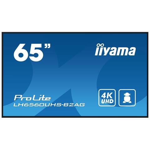 LH6560UHS-B2AG visualizzatore di messaggi Pannello A digitale 165,1 cm (65") LED Wi-Fi 500 cd /m² 4K Ultra HD Nero Processore integrato Android 11 24/7 - Foto 1
