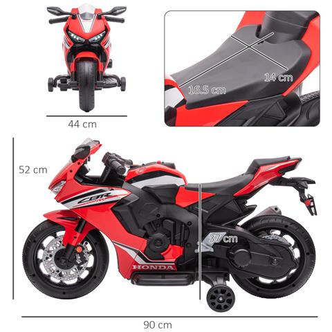 Moto Elettrica per Bambini con Licenza HONDA, Batteria 6V Ricaricabile, Velocità 3km /h, Rosso - Foto 6