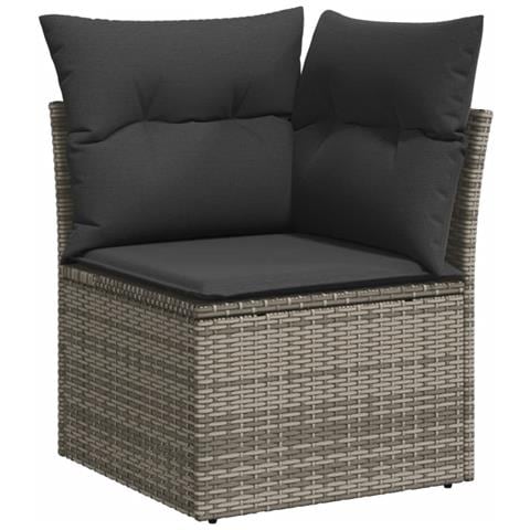 Set Divani Da Giardino 7 Pz Con Cuscini Grigio In Polyrattan - Foto 3
