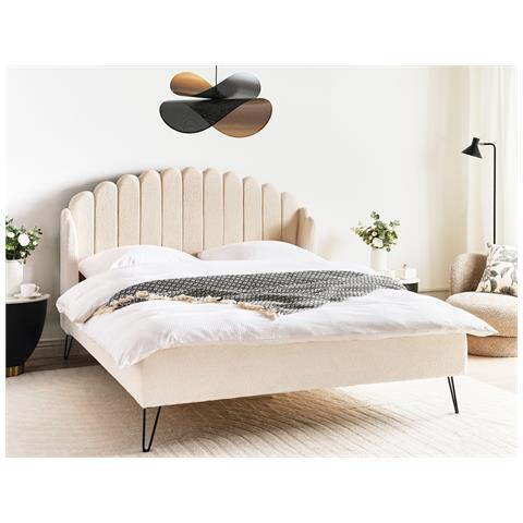 Letto Bouclé Ambillou 160 X 200 Cm Beige - Foto 1