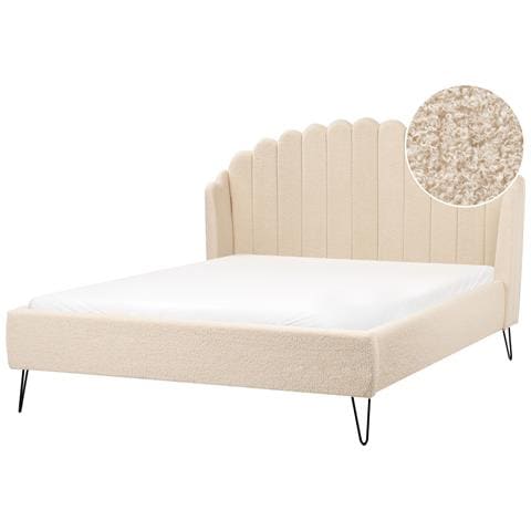 Letto Bouclé Ambillou 160 X 200 Cm Beige - Foto 2
