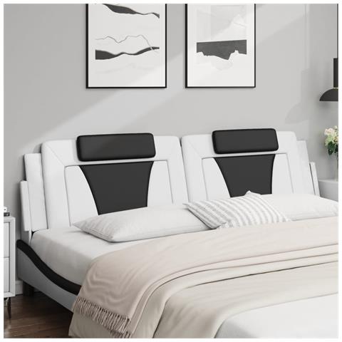 Lusso Casadino -  Cuscino Testiera Viana Nero E Bianco 200 Cm In Similpelle - Foto 2