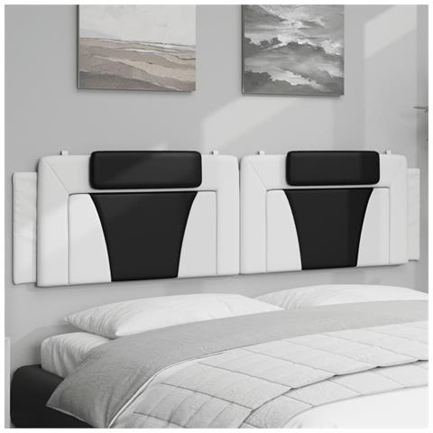 Lusso Casadino -  Cuscino Testiera Viana Nero E Bianco 200 Cm In Similpelle - Foto 8