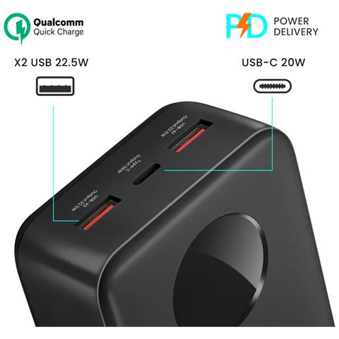 Batteria Esterna 30000mah Usb-c 2xusb Lcd Bianca, Bianco - Foto 5