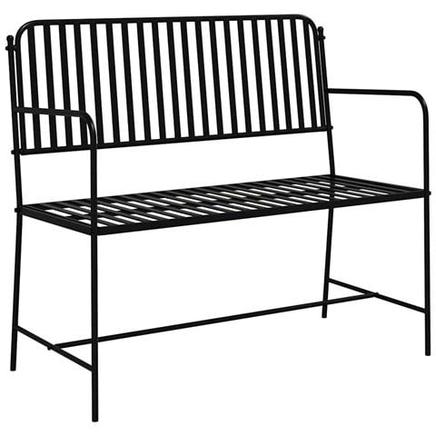 Panchina da Esterno Nera Metallo Standard Durevole - Foto 1