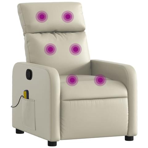 Poltrona da Massaggiante Reclinabile Crema Similpelle - Foto 1