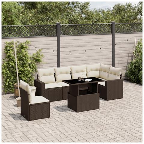 Set Giardino 7 Pezzi VidaxL - Tavolo E Sedie Polyrattan Marrone