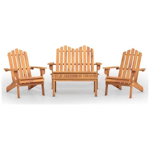 Set Salotto da Giardino Adirondack 4pz Legno Massello di Acacia - Foto 1