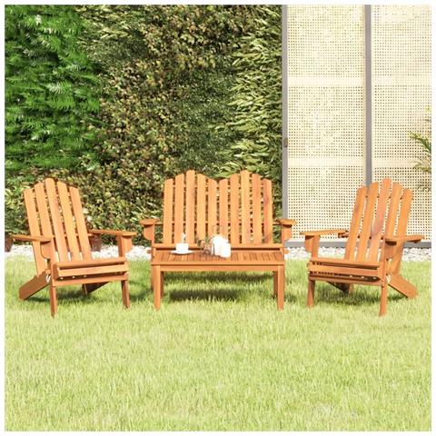 Set Salotto da Giardino Adirondack 4pz Legno Massello di Acacia - Foto 2