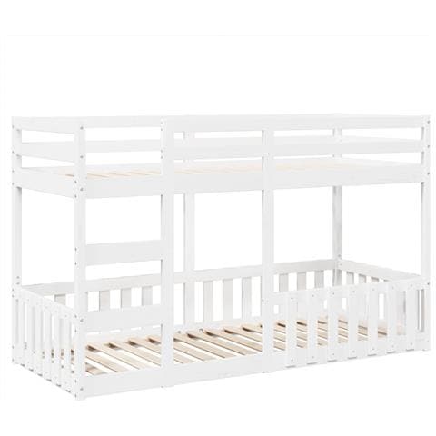 Letto a Castello Bianco 90x200 cm in Legno Massello di Pino - Foto 1