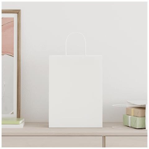 Sacchetti di Carta 250 pz con Manici Bianchi 26x12x35 cm - Foto 2