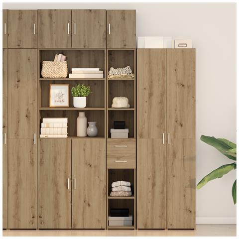 Armadio sottile  in rovere artigianale 30x42.5x225 cm in legno ingegnerizzato, Armadio a muro  in rovere artigianale 30x42.5x40 cm in legno ingegnerizzato, Armadio alto  in rovere artigianale 30x42.5x185 cm in legno ingegnerizzato - Foto 2