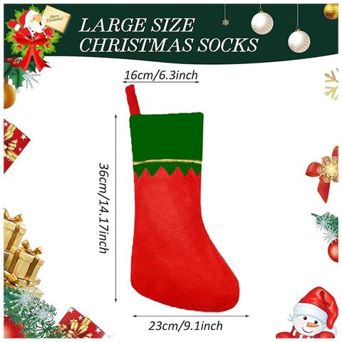 Set Di 4 Calze Natalizie Da Camino Per Regali, Verde E Rosse - Foto 6