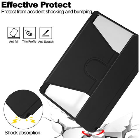 Custodia Con Tastiera Bluetooth Girevole A 360° Compatibile Con Ipad Air 11 (2024/2025) - Pelle Pu Nera - Foto 3
