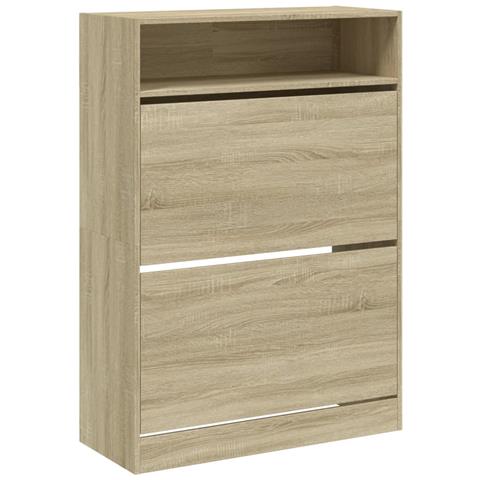 Scarpiera 2 Cassetti Ribaltabili Rovere Sonoma 80x34x116 cm - Foto 1