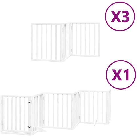 Cancello Cani Porta Pieghevole Bianco 15 Pannelli 750 cm Pioppo - Foto 1
