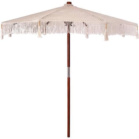 Ombrellone Crema (250-255) x 250 cm Cotone e legno massello - Foto 1