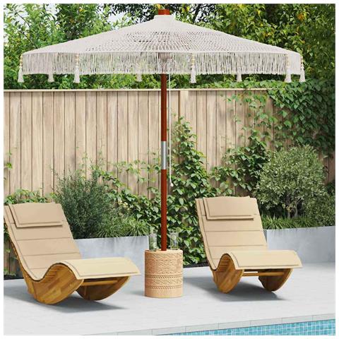 Ombrellone Crema (250-255) x 250 cm Cotone e legno massello - Foto 2