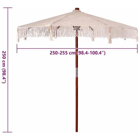 Ombrellone Crema (250-255) x 250 cm Cotone e legno massello - Foto 7