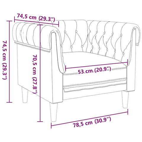 Poltrona Chesterfield Grigio chiaro 78.5 x 74.5 x 74.5 cm - Foto 8