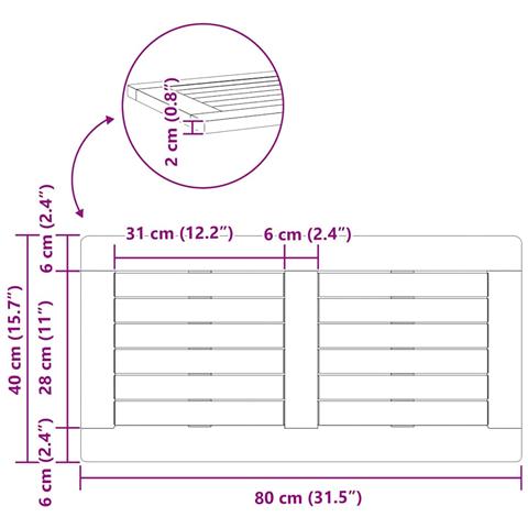 Piano del tavolo Marrone 80 x 40 x 2 cm - Foto 7