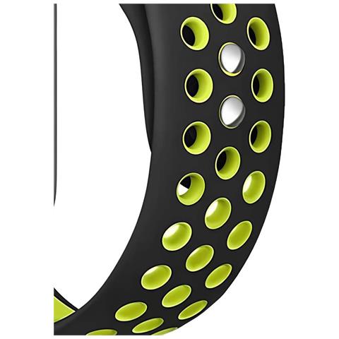 Bracciale Per Apple Watch 38 / 40 / 42mm Duo Sport In Silicone Morbido, Nero / Verde - Foto 5