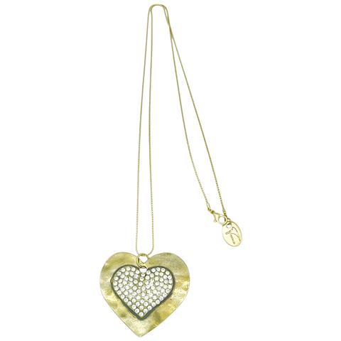 Collana Lunga A Forma Di Cuore In Cristallo Dorato Sw - Foto 1