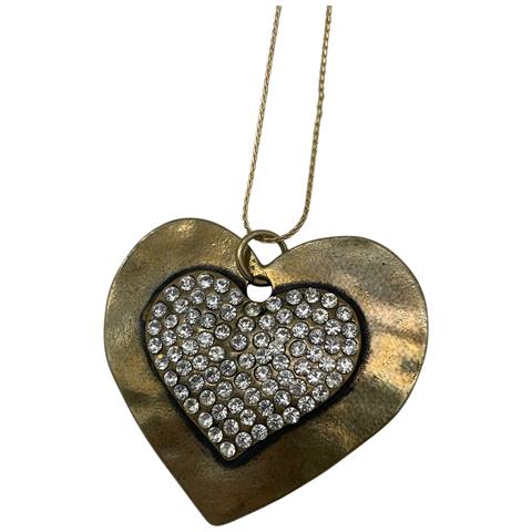 Collana Lunga A Forma Di Cuore In Cristallo Dorato Sw - Foto 4