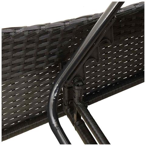 Lettino prendisole con cuscini nero 114x205x73 cm in polyrattan - Foto 9