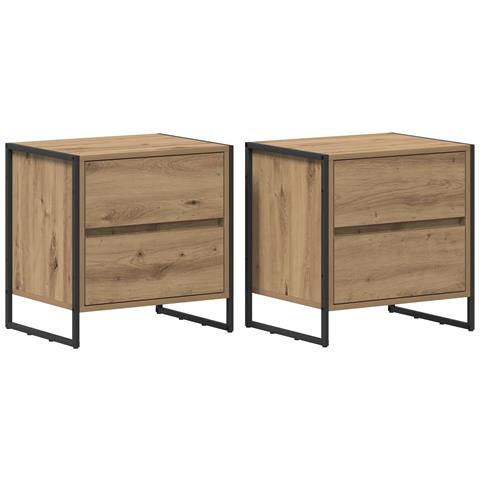 Comodino 2 pcs Rovere Artigianale 50 x 39.5 x 50 cm - Foto 1