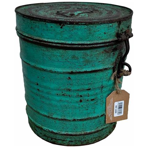 Contenitore Portaoggetti In Metallo Verde 23x23x28h - Foto 1