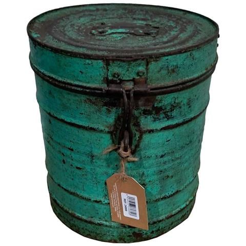 Contenitore Portaoggetti In Metallo Verde 23x23x28h - Foto 2