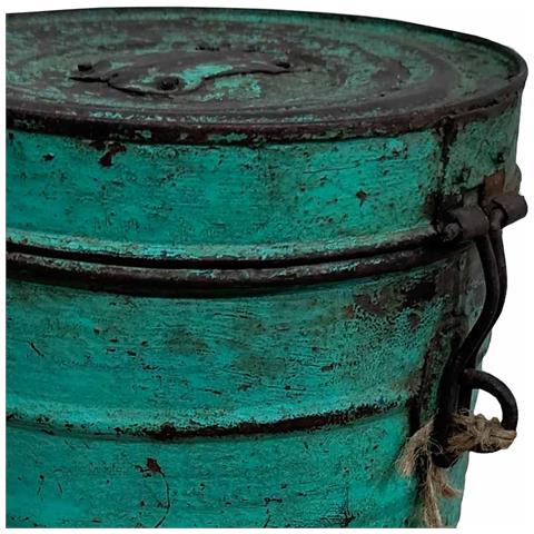 Contenitore Portaoggetti In Metallo Verde 23x23x28h - Foto 6