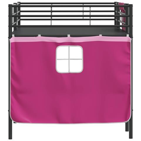 Struttura del Letto Loft per Bambini con Tendine Nero e rosa - Foto 9