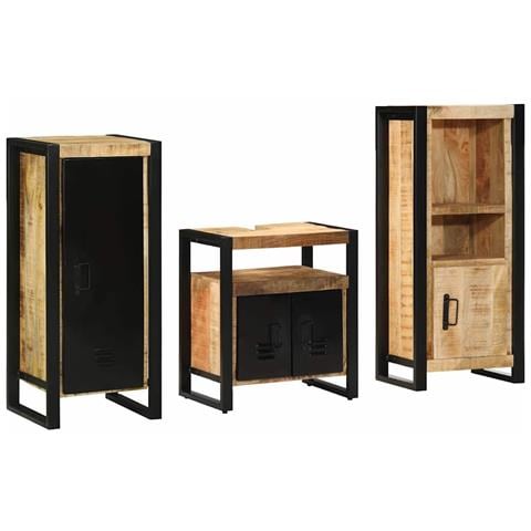 Set di mobili per il bagno 3 pcs Legno di mango massello - Foto 1