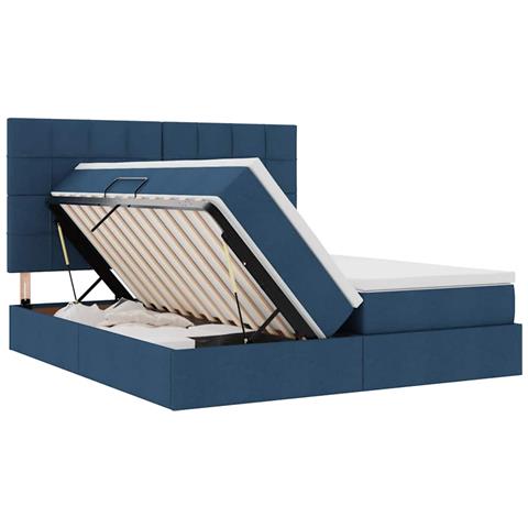 Letto con luci a strisce a LED Blu 200 x 200 cm Tessuto - Foto 9